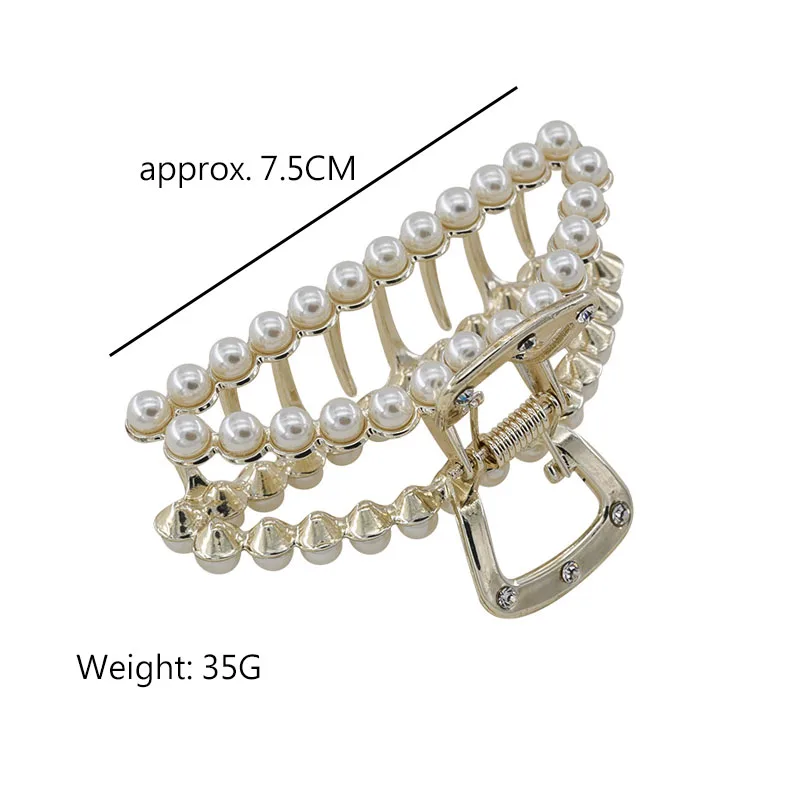 Imitation Pearl Metal Hairpins Geometric Hair Claws Bath Large Catch Clip Shark Clip Back Head Hair Clip Women Hair Accessories