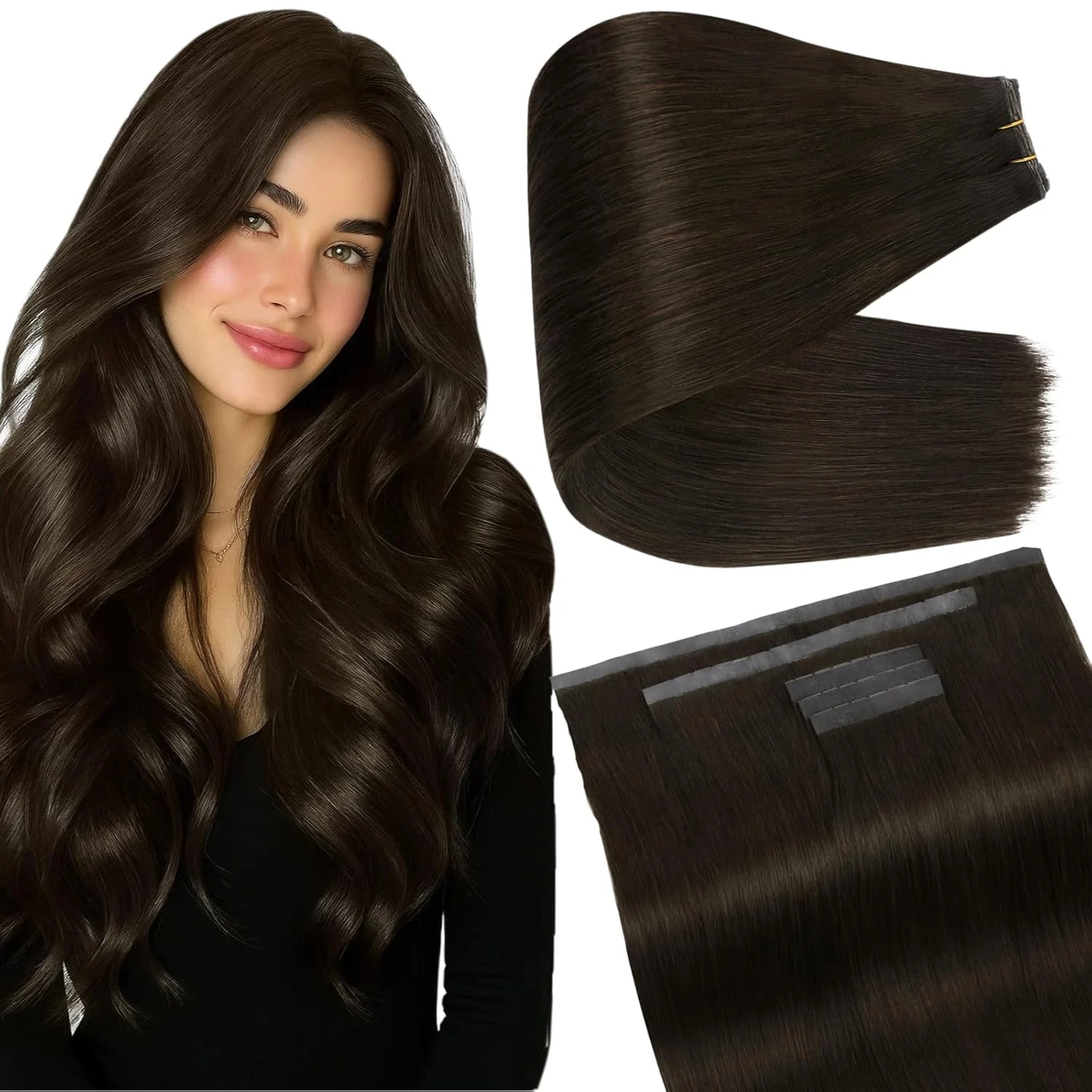Full Shine Butterfly Weft Hair Extensions Human Hair Double Side Weft Hair Extensions 5 Pcs Straight Human Hair For Women