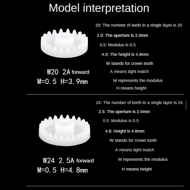 Toy plastic multi-tooth gear accessories Single layer crown W sprocket 0.5 mold 2A steering gear