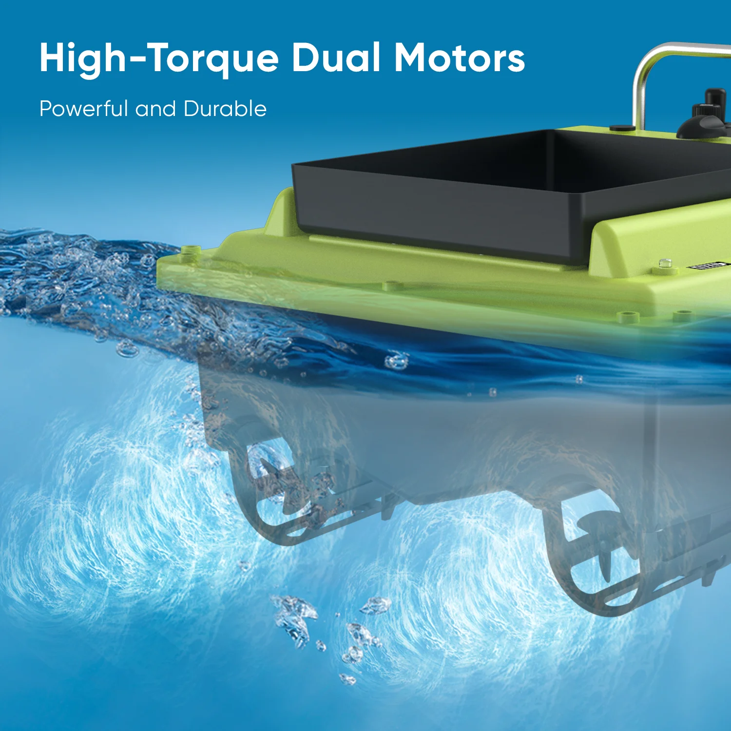 2.4GHz GPS Fishing Bait Boat GPS with 500m Remote Range Dual Motor Sonar Depth and Temperature Detection