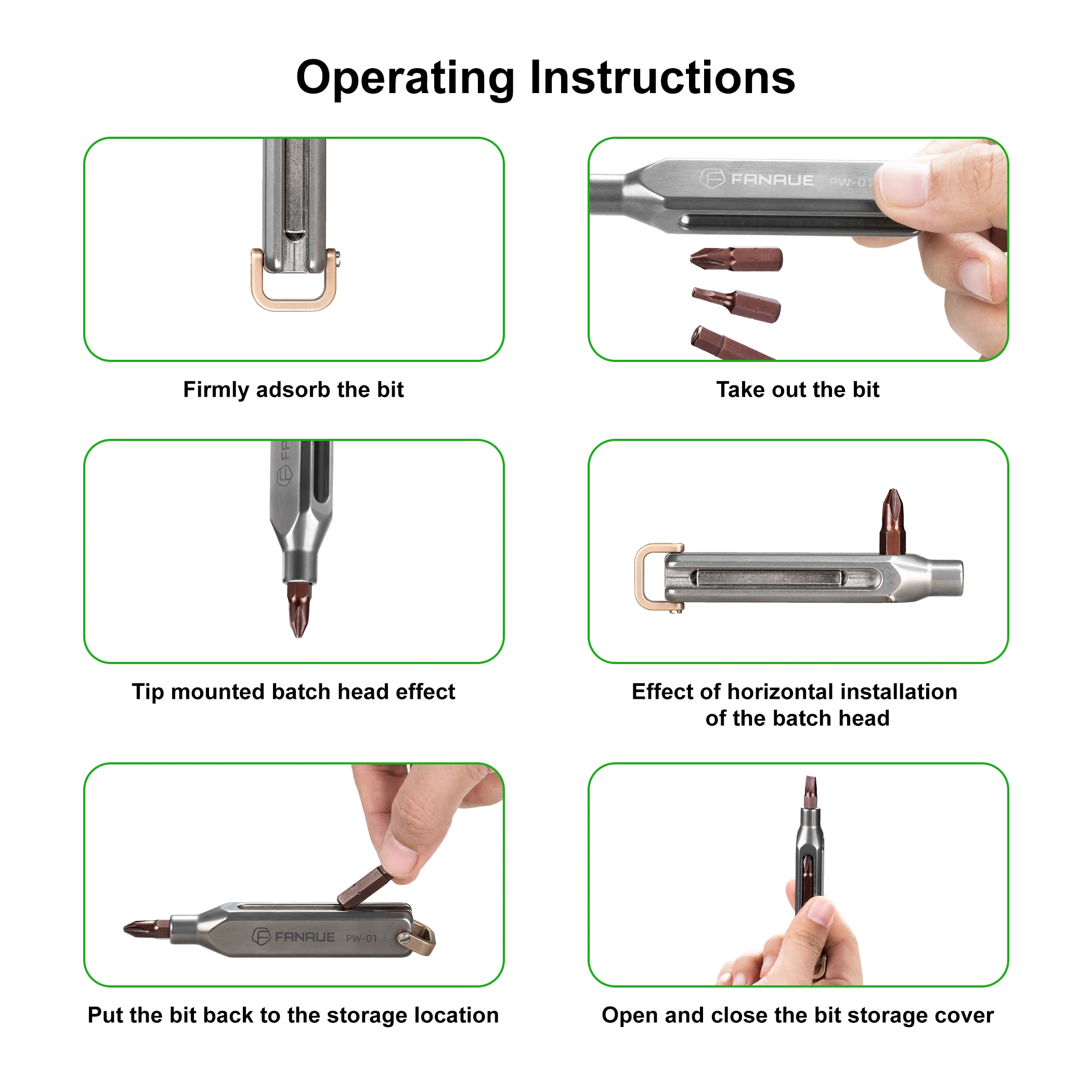 FANAUE Titanium EDC Mini Precision PocketScrewdriver Set, 10-in-1 Professional Grade Magnetic Repair Multitool Kit