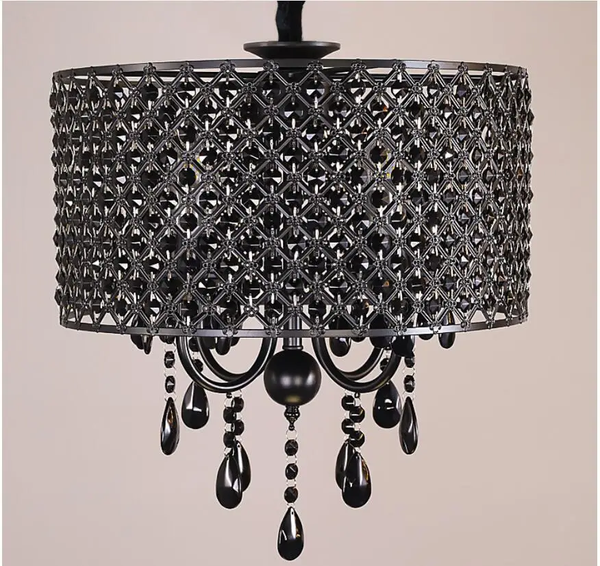 European Modern Crystal Chandelier Lights Modern Black Crystal Pendant Lamp Crystal Shades Included E14 110-260V 100% Guaranteed