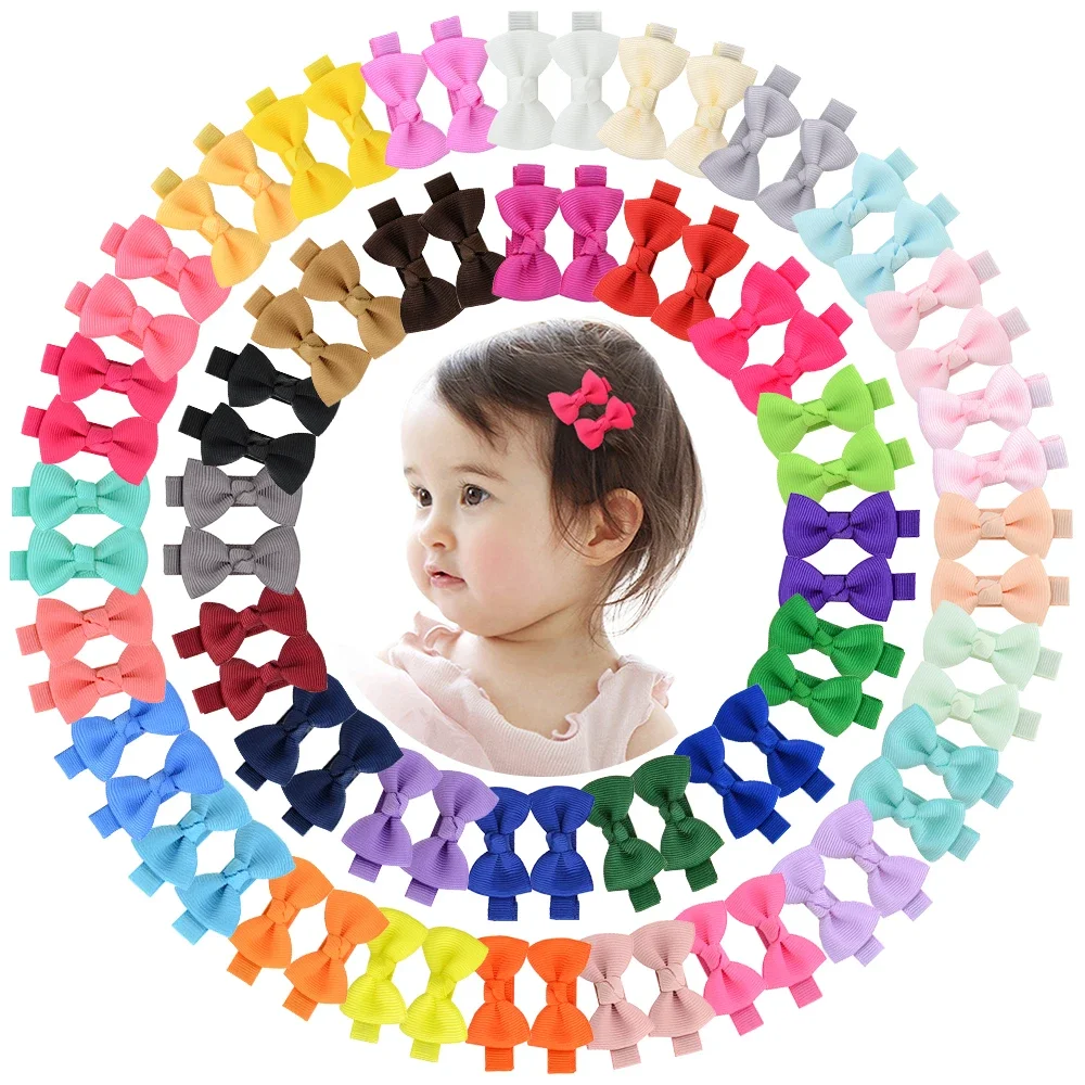 20Pcs/lot Ribbon Mini Hair Bows Clips for Baby Girls Toddlers Kids Hairpins Headwear Children Hair Accessories Wholesale