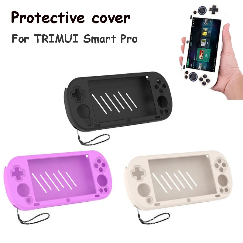 For Trimui Smart Pro Game Console 5 Inch Silicone Protective Cover Drop-proof Shockproof Case With Lanyard  Game Accessories