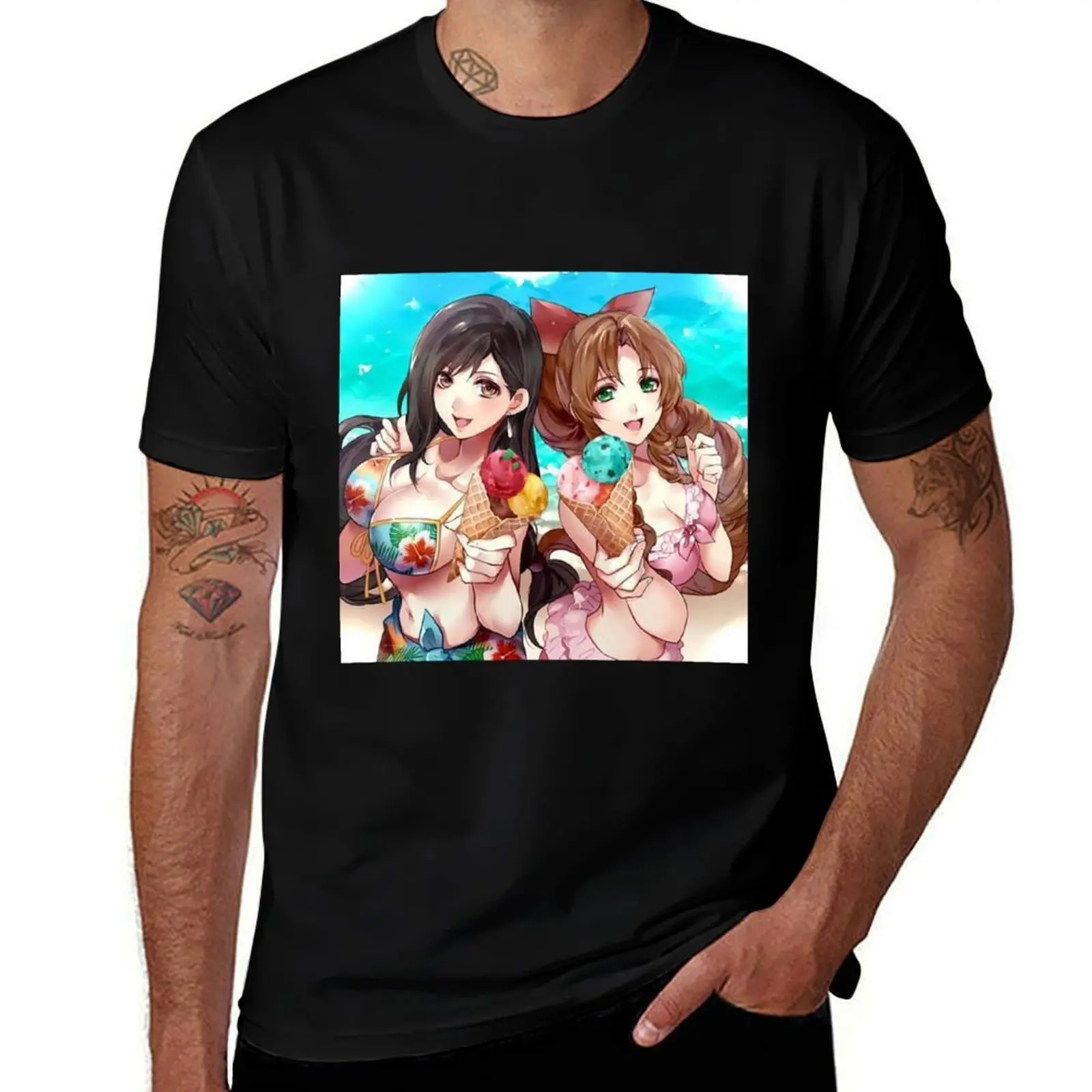 

Aerith Tifa Bikini Ice Cream T-Shirt Urban Style Print T-Shirt
