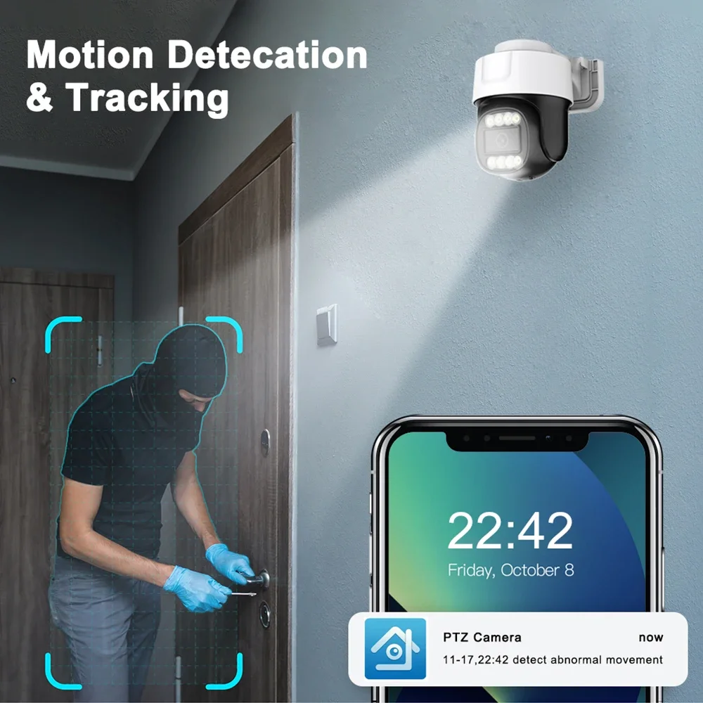 4K Poe Camera Ptz Cctc Security Protection Camera Outdoor Two Way Audio 8mp Camera Waterproof External Video Surveillance Kit