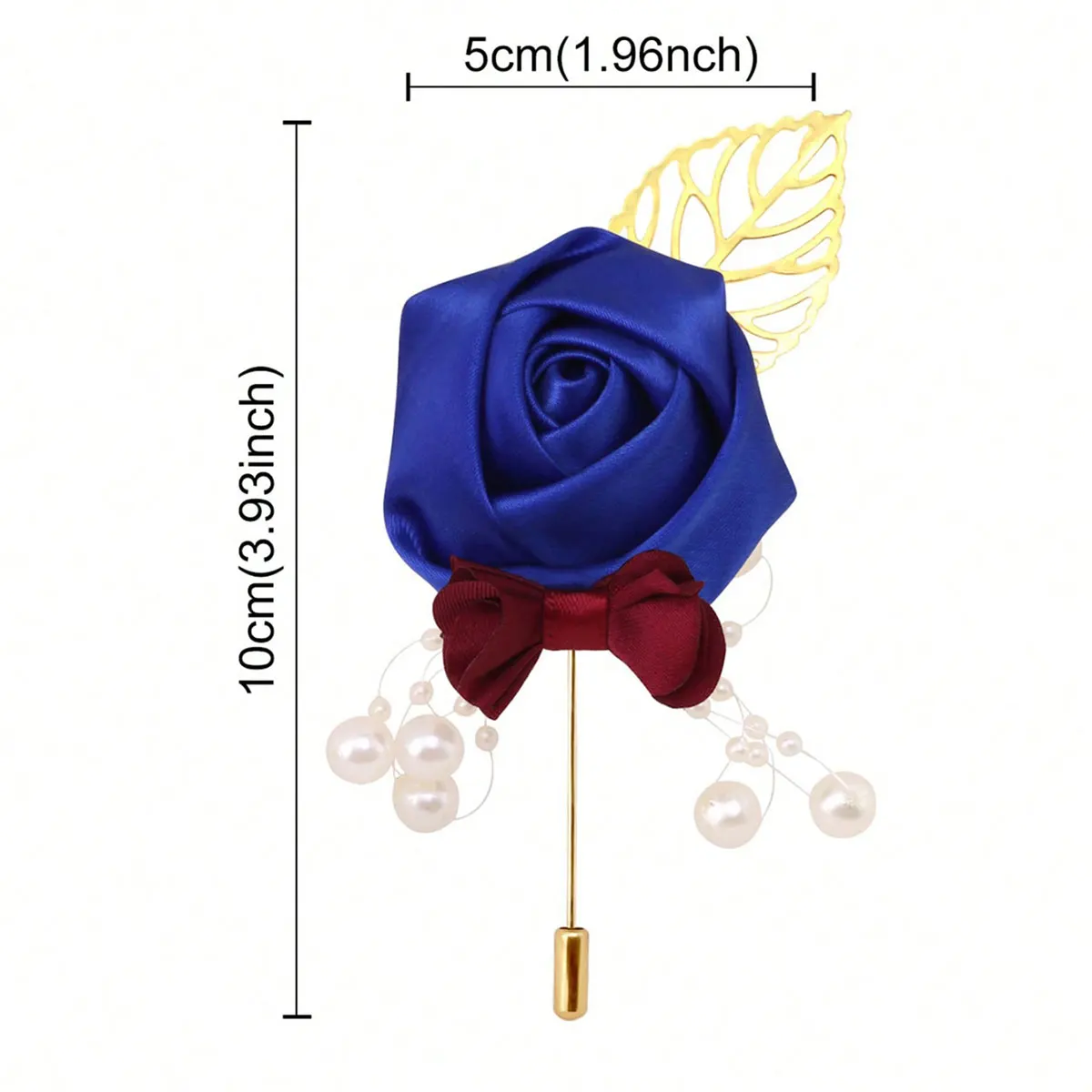 1 Piece Wedding Groom Men's Rose Boutonniere, Gold Leaf Pearl Bow Tie, Men's and Women's Wedding Brooch Flower, Groom and Groomsman Suit Decoration Accessory, Rose Lapel Pin, Wedding Holiday Party Decoration Lapel Pin, Suit Lapel Pin, Welcome Lapel Flower, Wedding Ball Dinner Decoration Boutonniere view 6
