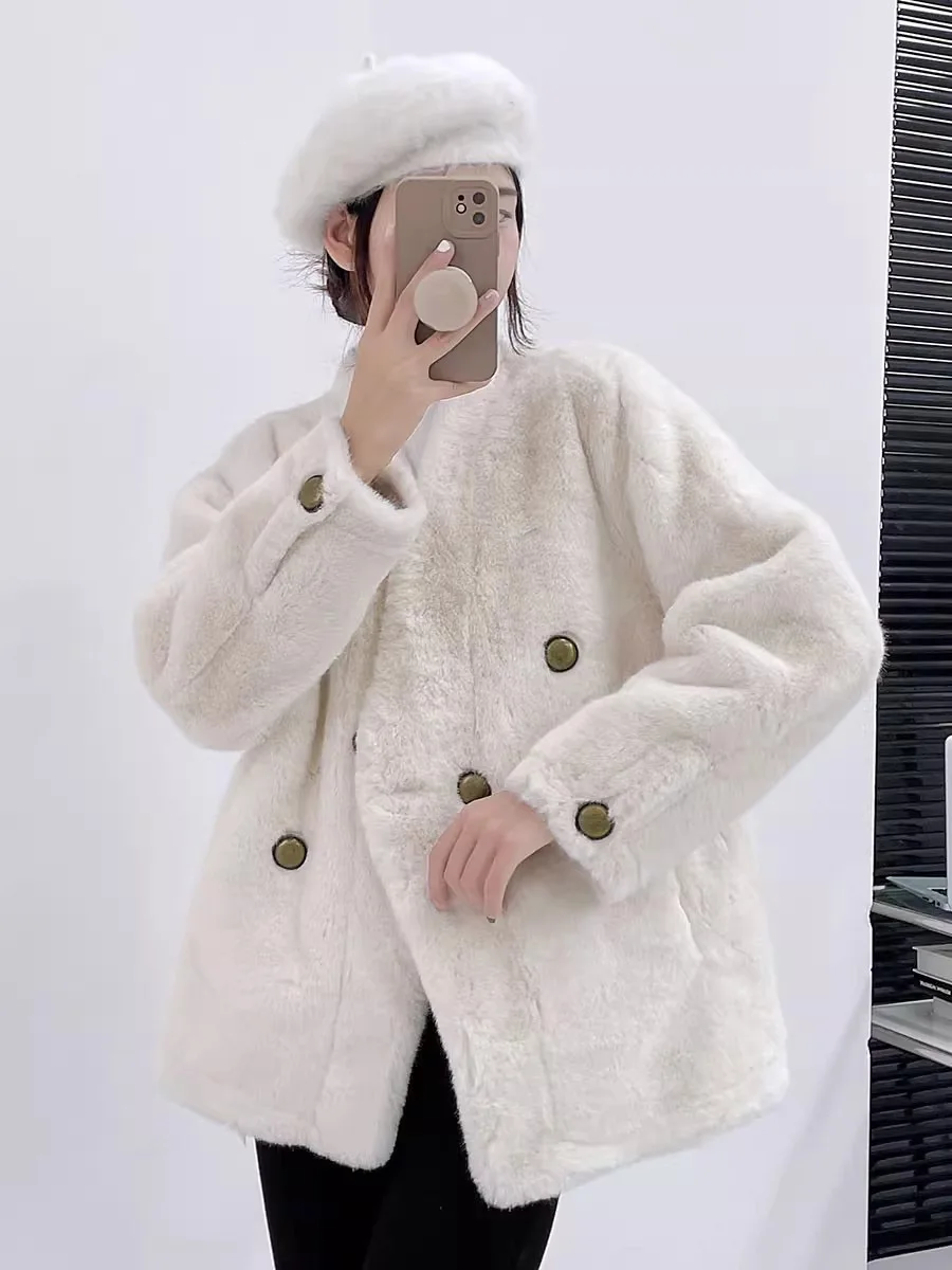 2025 ملابس نسائية معطف فرو المنك فو شتاء جديد 1116