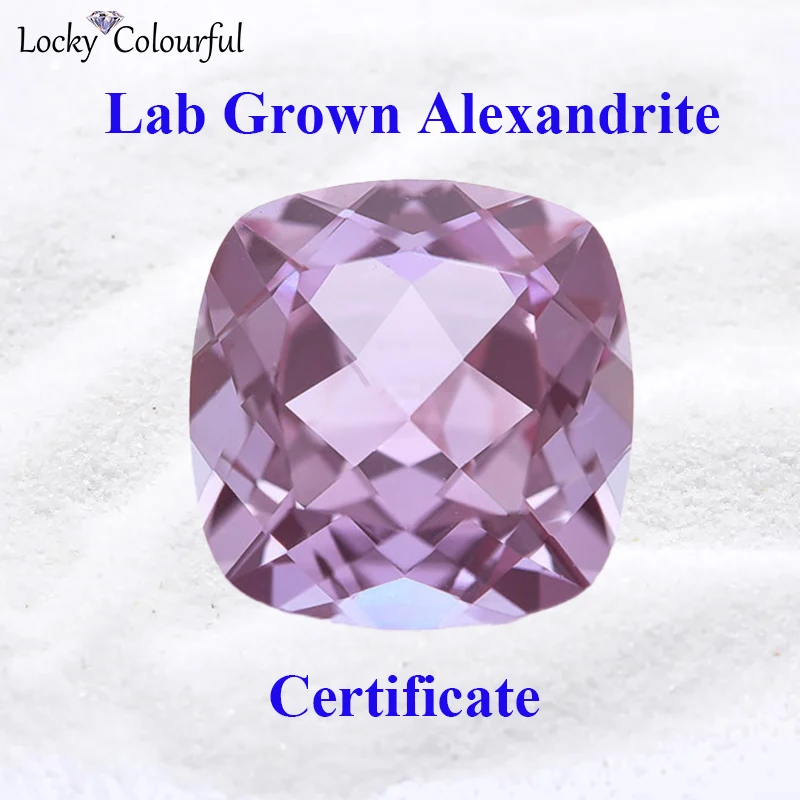 

Lab Grown Alexandrite Stone Purple Color Square Cushion Shape Charms for Diy Jewelry Making Materials Selectable AGL Certificate