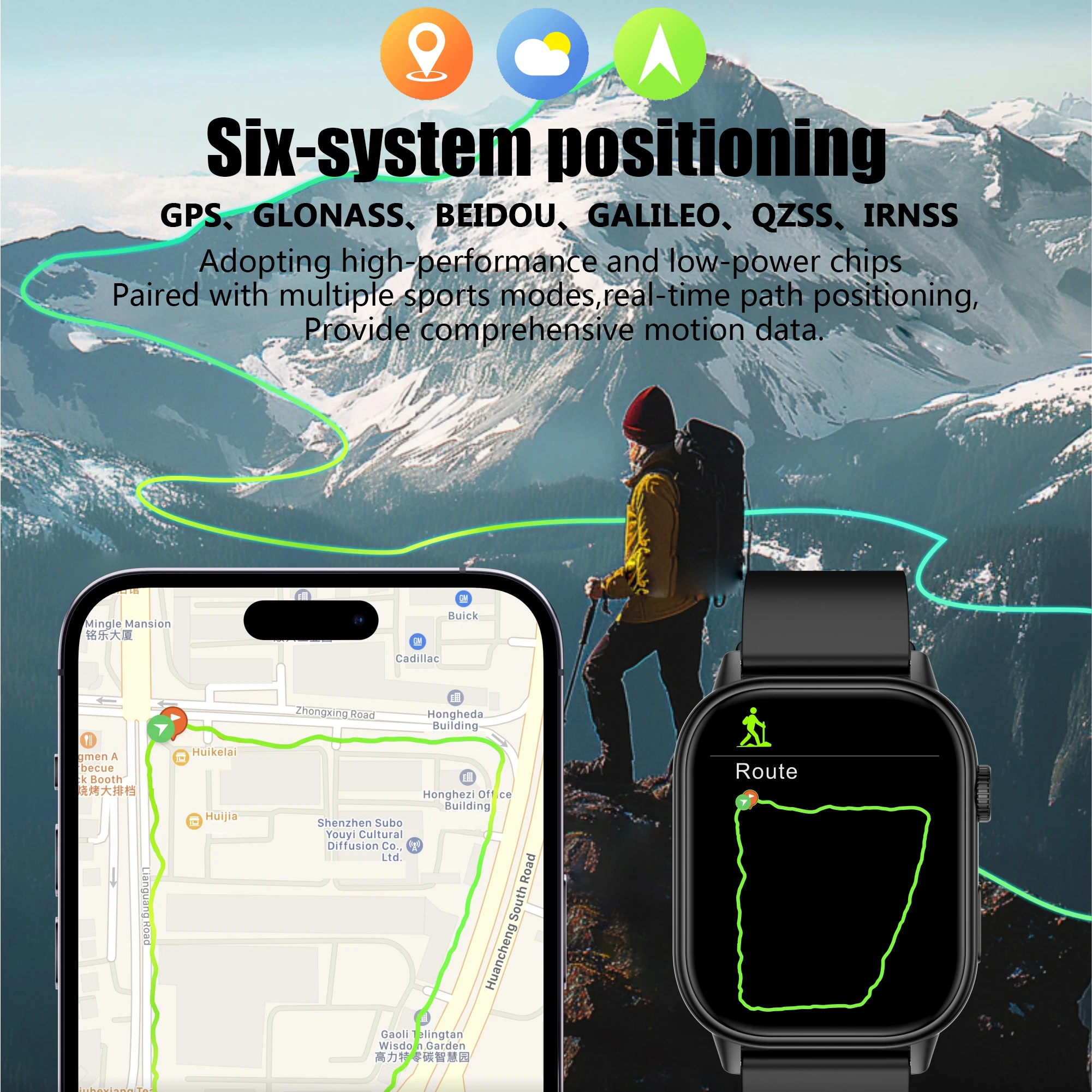 New Ciberer QX17 GPS Smart Watch, Ultra-large Display