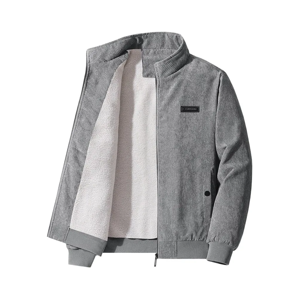 Men's Winter Outdoor Coat Thick Fleece Jacket Windproof Cotton-Padded Warm Layer Casual Wear Regular Fit Collar