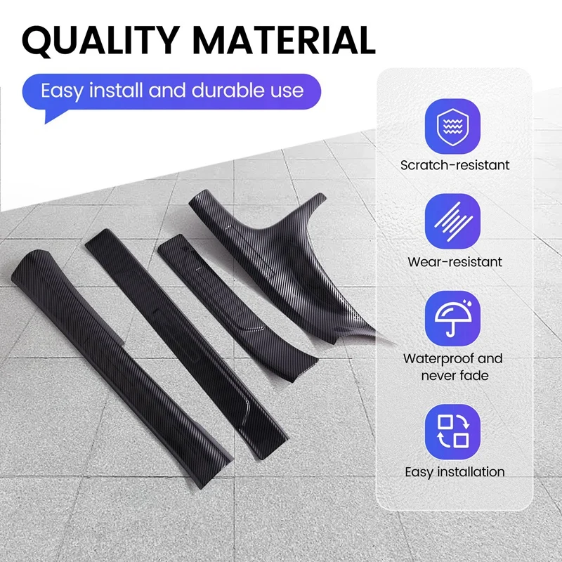 Inside + Outside Door Sill Guards Door Sill Entry Guard Decor Carbon Fiber Color For BYD Seal / BYD ATTO 4