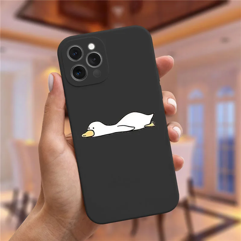 Funny Cartoon Duck Lovers Couple Phone Cases for iPhone 14 15 13 12 11 Pro Max Mini X XR XS Max 8 15 Plus SE Cute Paired Covers