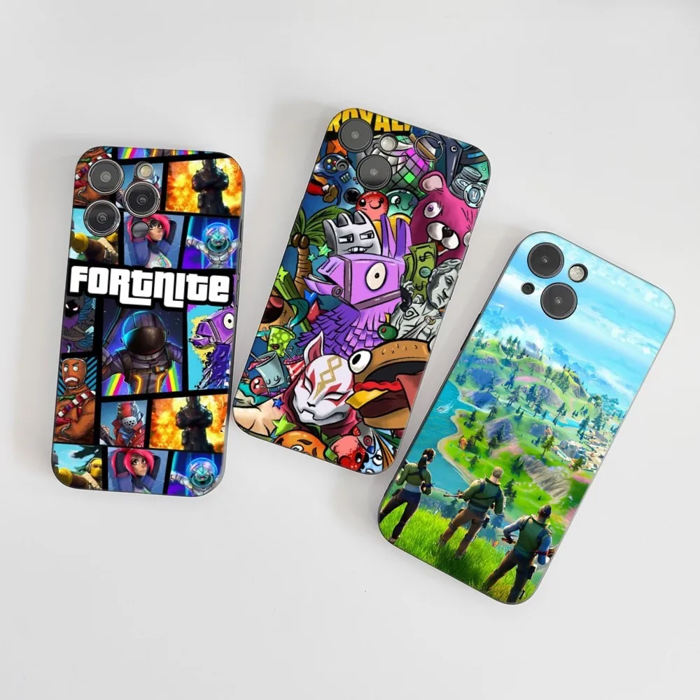 Cartoon B-Battle-R-Royales-F-FortniteS Phone Case Silicone Soft For IPhone 16 15 14 13 12 11 Plus Pro Max Plus