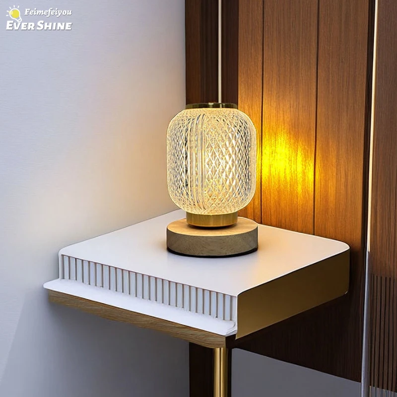 LED Crystal Table Lamp Battery USB Powered Night Lamps Bedroom Living Bedside Lighting Fixture Nordic Home Decoration Desk Light