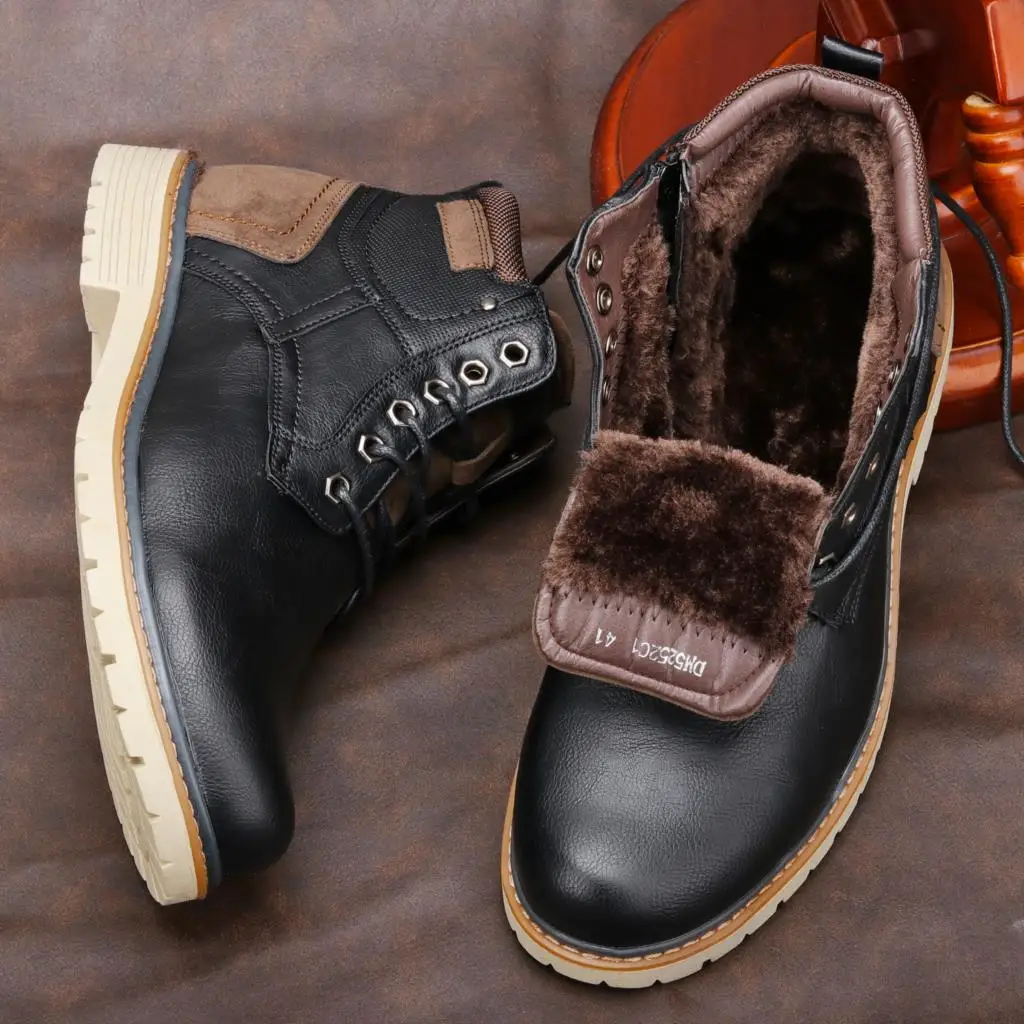 Men's Winter Shoes Warm Comfortable Non-Slip Leather Men Winter Boots