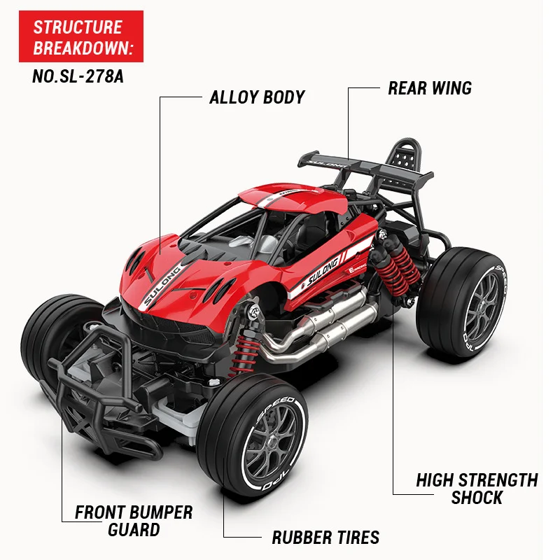 Sulong 1:20 alliage télécommande voiture SL-278 motrice arrière 2.4G haute vitesse tout-terrain roche chenille et course dérive jouet électrique