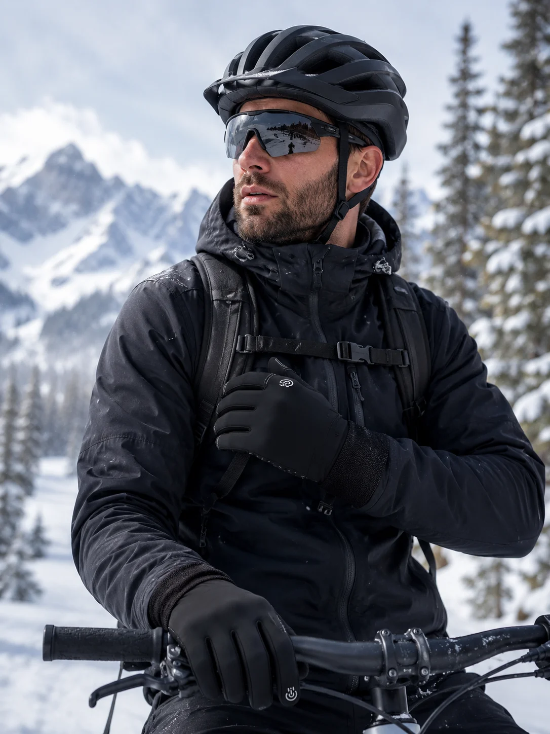 Schwarze Winterhandschuhe mit Touchscreen-Funktion, Warm, Rutschfest, Wasserdicht, Winddicht, Outdoor-Sporthandschuhe für Radfahren, Laufen, Wandern – Detail 9