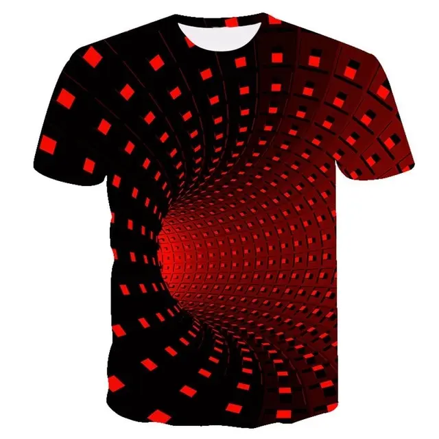 Tshirts Black And Yellow Psychedelic Printed T-shirt Men Summer Hip Hop Funny Checked Tunnel Print Tee Shirt Men Women Tops