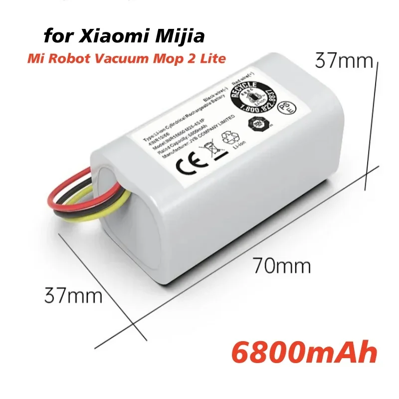 

Replacement Battery for Xiaomi Mijia MJSTL E10 E12 B11 Robot Vacuum Mop 2 Lite 14.4V/14.8V 6800mAh Li-Ion N011-4S1P HighCapacity