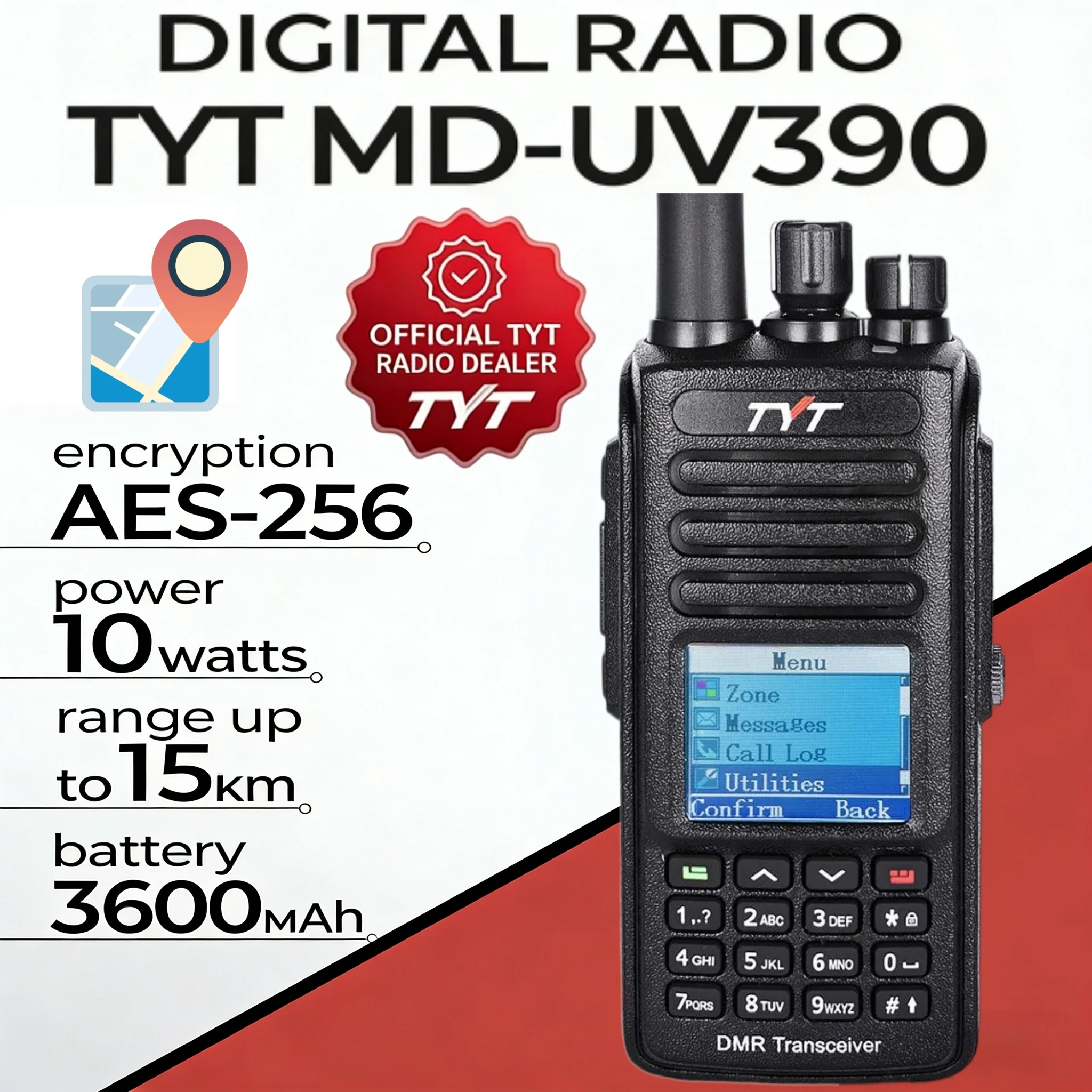 Tyt Dmr Md-Uv390Plus Digital Walkie Talkie Long Range 10W Vhf Uhf Sms Dual Band Waterproof Ham Radio Gps Aprs Aes256