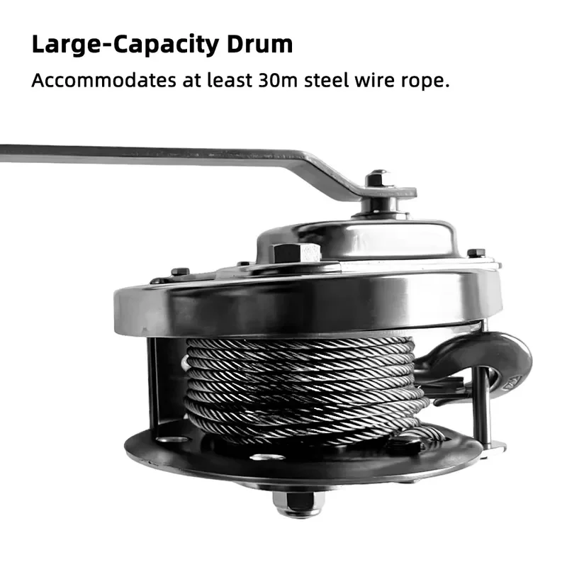 Heavy Duty 800LBS Wall Mounted Hand Winch Self Locking Manual Gear for Off Road Vehicle Recovery 1200LBS 1800LBS 2600LBS