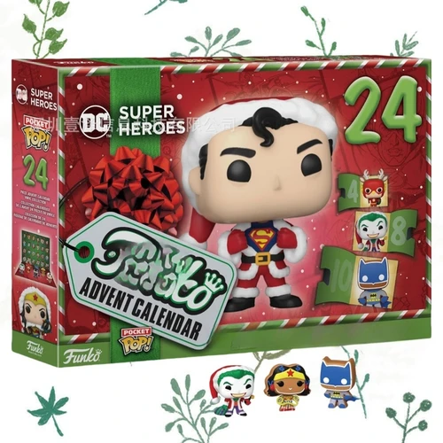 DC 슈퍼 히어로 시리즈 크리스마스 강림절 달력 미스터리 박스 Q 버전 모델 인형 책상 컬렉션 장난감, 어린이 크리스마스 선물, 24 개 