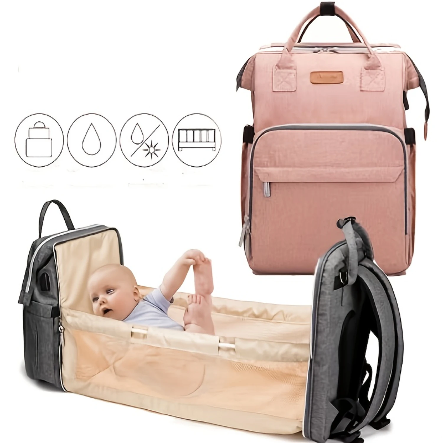 

Upgraded Simple Mummy Bag, Portable Folding Backpack, Multi-functional Large-capacity Baby Cot Mother And Baby Mummy Bag