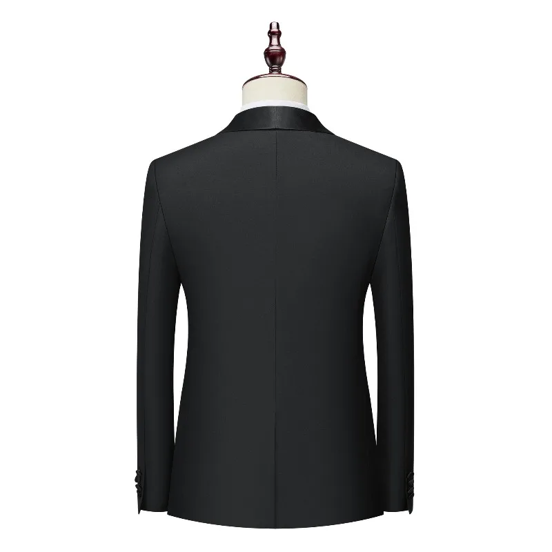KIDWHXR Men Blazer British Style Solid Color Patchwork Turn Down Collar Male Suit Coat Single-breasted Wedding Man Outerwear