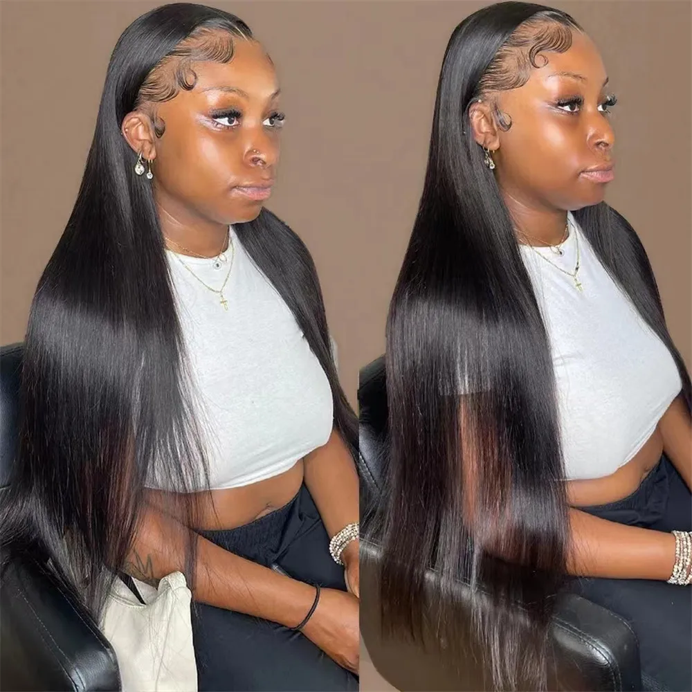 13x6 Hd Transparent Straight Lace Frontal Human Hair Wigs Brazilian Remy Pre Plucked Bone Straight 13x4 Lace Front Wig For Women