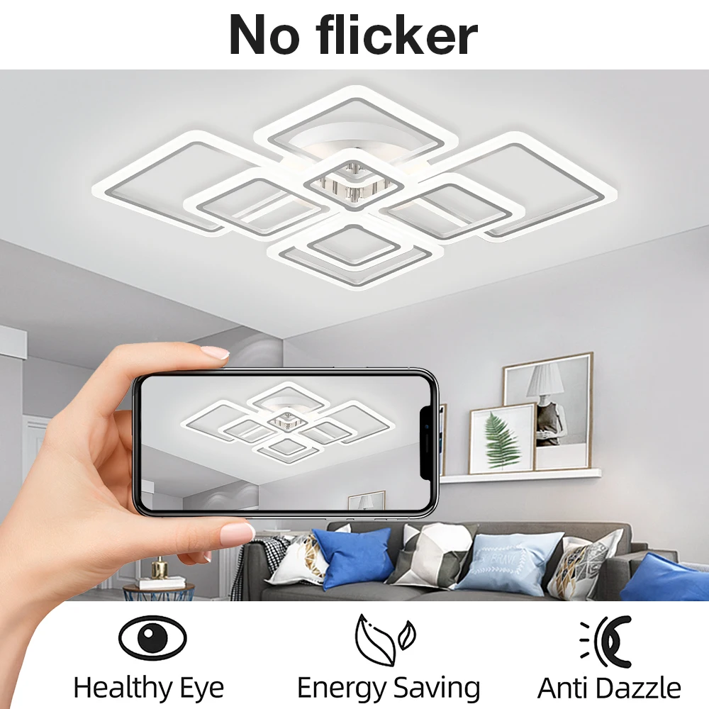 Modern LED Ceiling Light Acrylic square Dimmable Smart Ceiling Pendant Lamp Living Room Lights For Bedroom Dining Room Luminaire