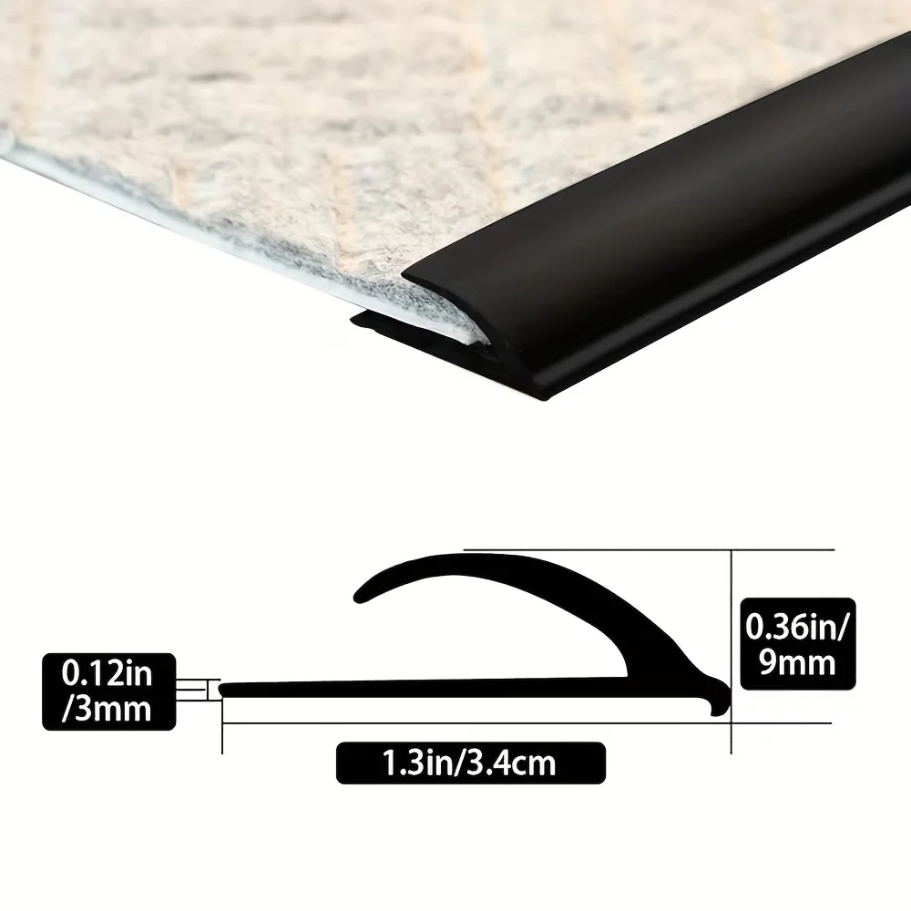 1M Self‑Adhesive Carpet Edge Trim, PVC Transition Strip for Carpet to Tile, Door & Outdoor Use, Smooth Carpet Finishing