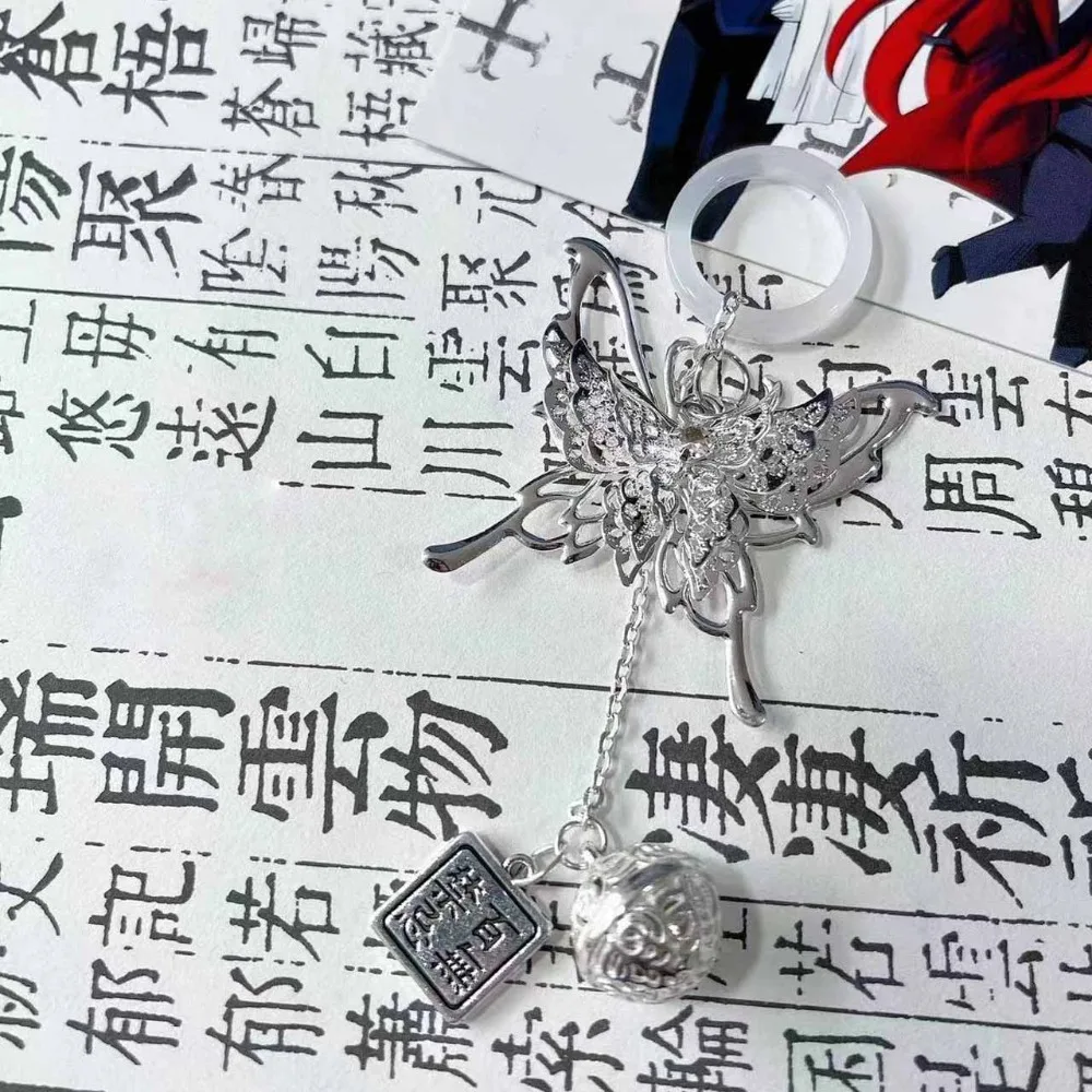 

Серебряный брелок-цепочка для телефона в виде бабочки, подвеска-колокольчик для мобильного телефона, шнурок для ключей, брелок для телефона