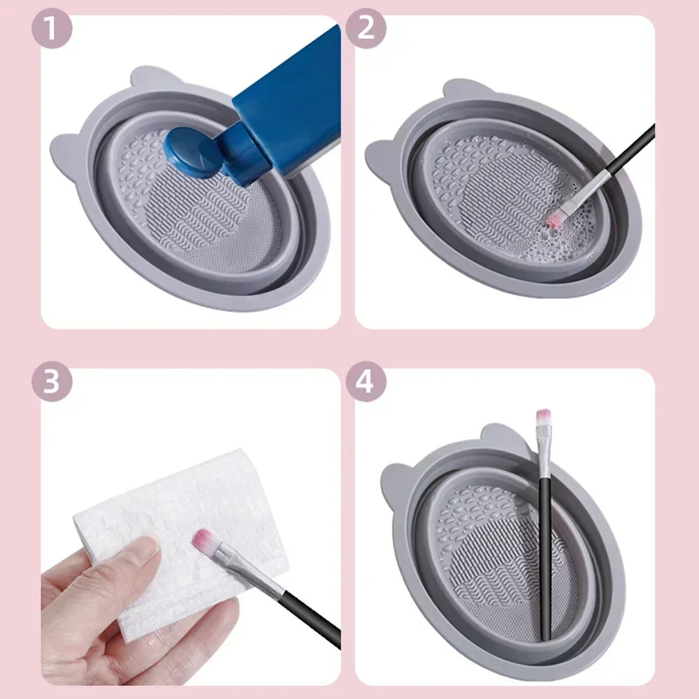 1pcs Silicone Makeup Brush Cleaner Scrubbing Pad Cosmetic Brushes Cleaning Cosmetic Eyebrow Brush Cleaning Mat Hand Makeup Tools