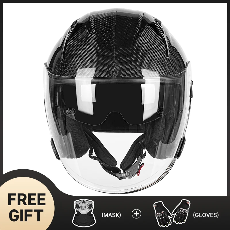 

High Quality Real 3K Materials Carbon Fiber 3/4 Helmet with Soft Edges and Multi-Density EPS Liner Durable Safety for Commuting