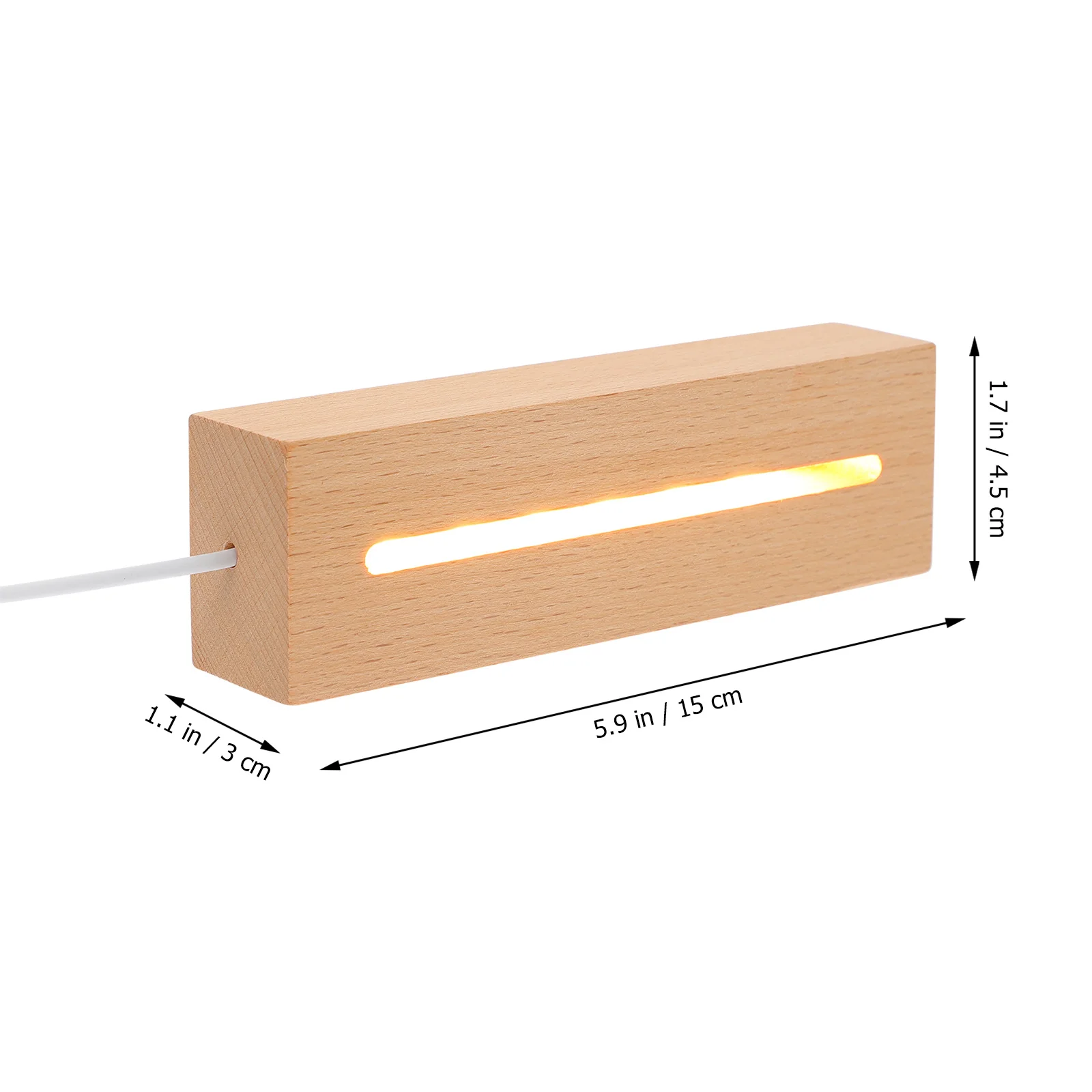 2 stuks USB LED-lichtbasis houten ontwerp warme gloed veilige voeding voor acrylhars kristal display verlichtingsstandaard