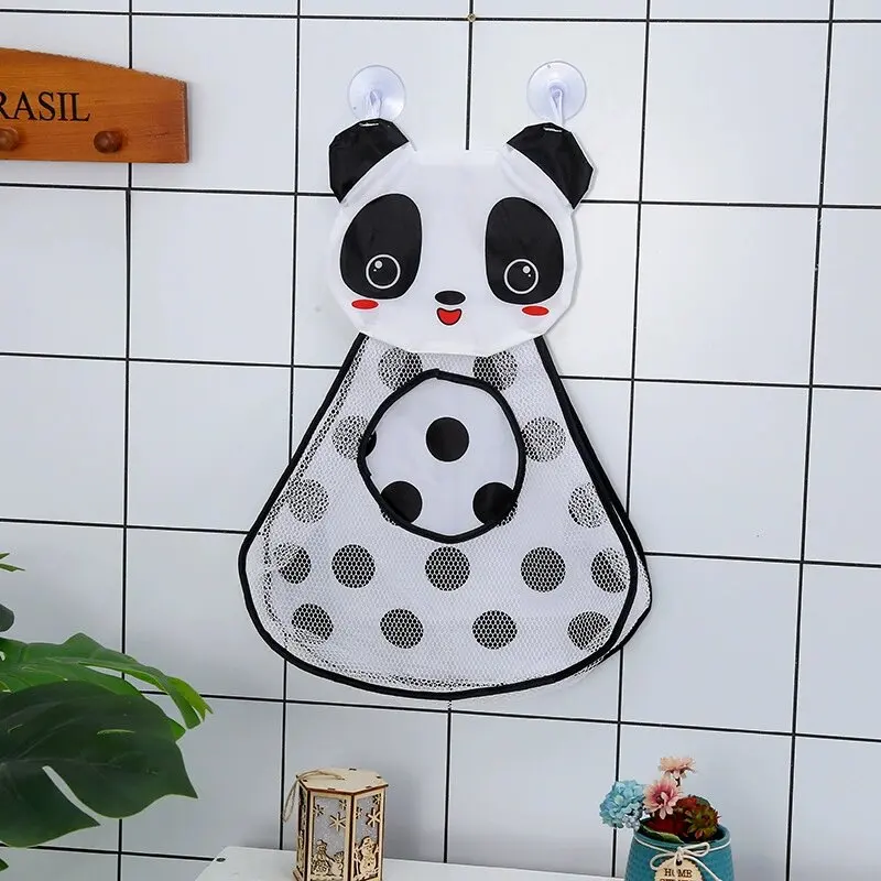 1 pz carino anatra tigre rana panda giocattoli da bagno rete a rete borsa portaoggetti forte ventose borsa da gioco da bagno organizzatore del bagno giocattoli d'acqua