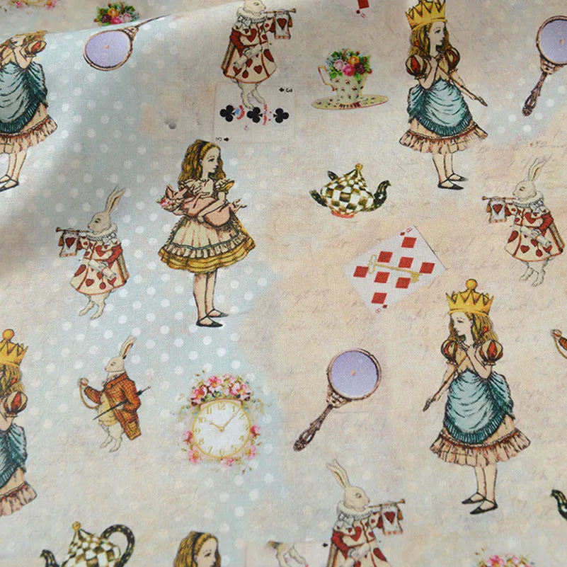 Zakka Fabric Cotton Digital Printed Cartoon Retro For Sewing Cartoon Skirt Book Clothing By Half Meter