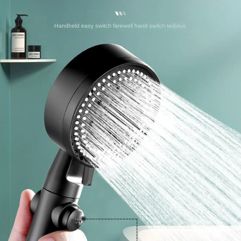 High Pressure Shower Head One-Key Stop Spray Nozzle Water 5 Models Knobs Saving Portable Shower Head Bathroom Accessories