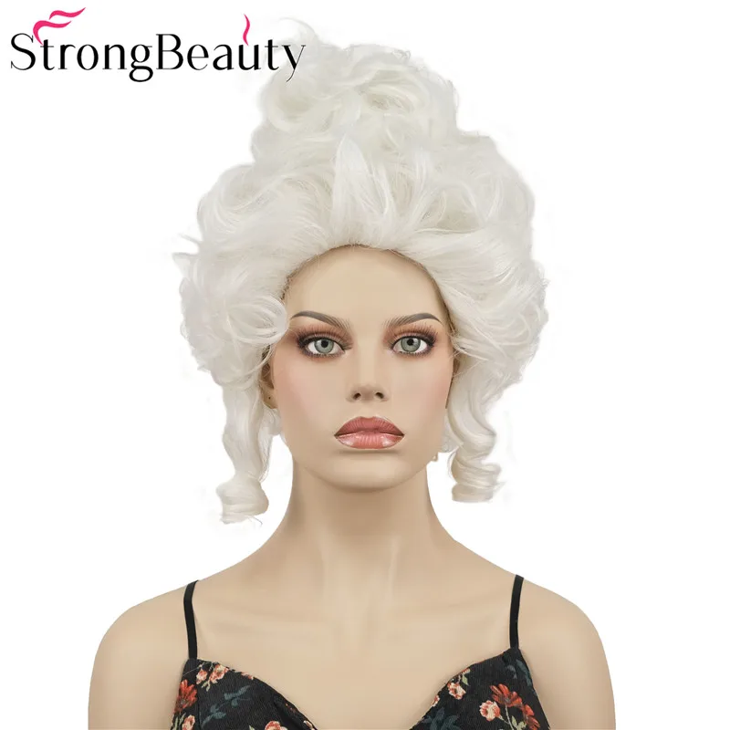 StrongBeauty StrongBeauty White Big Curly Wig 18th Century Baroque Lady Costume Wig Vintage Aristocrat Queen Wig Halloween Party