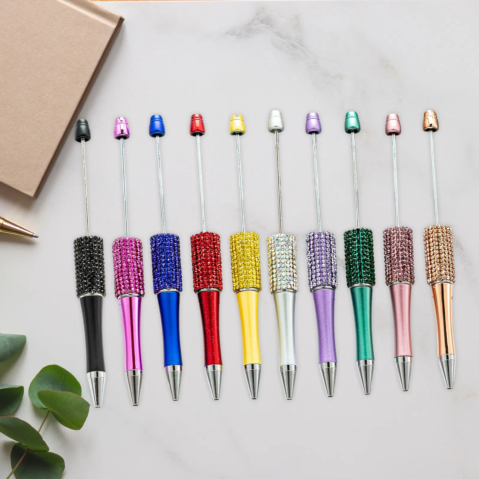 10Pcs/Set Beaded Pen DIY Writing Pen Party Decor Assorted Color Novelty Bead Pen for School Office Stationery Supplies Exam DIY