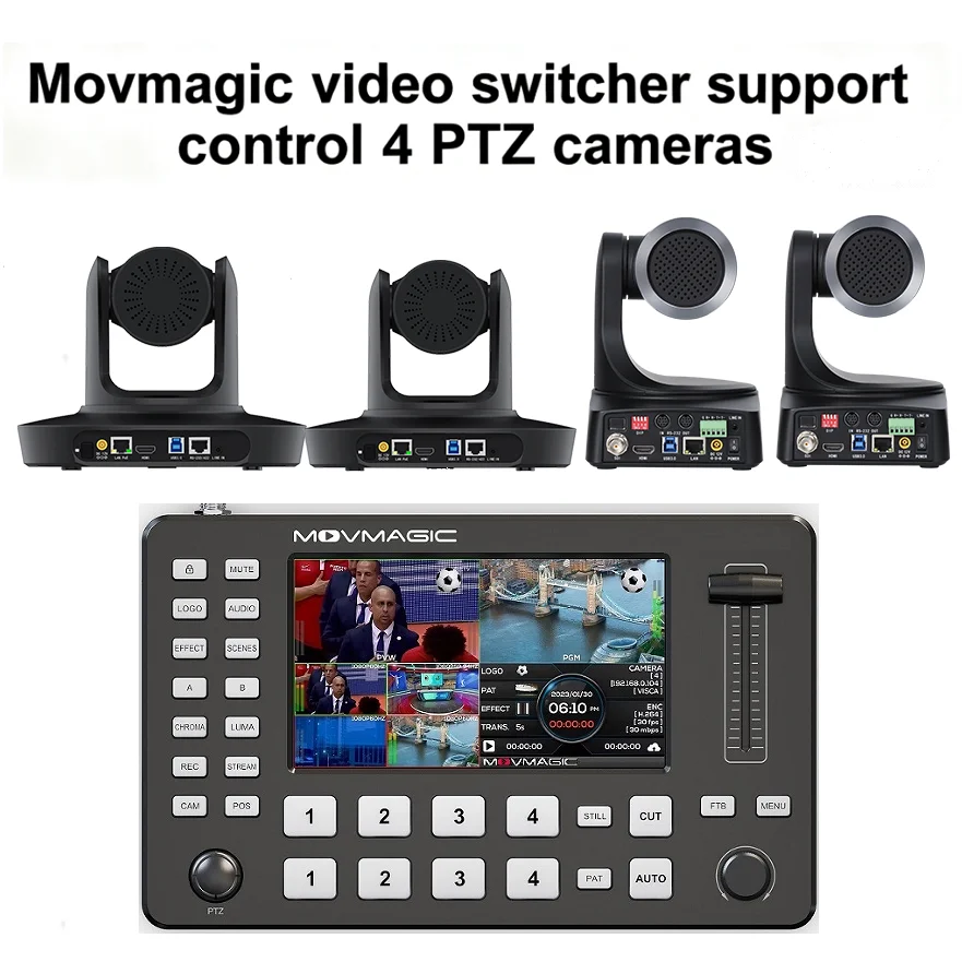 

Видеомикшер Movmagic M1 профессиональный, мультиформатный, для прямых трансляций видео