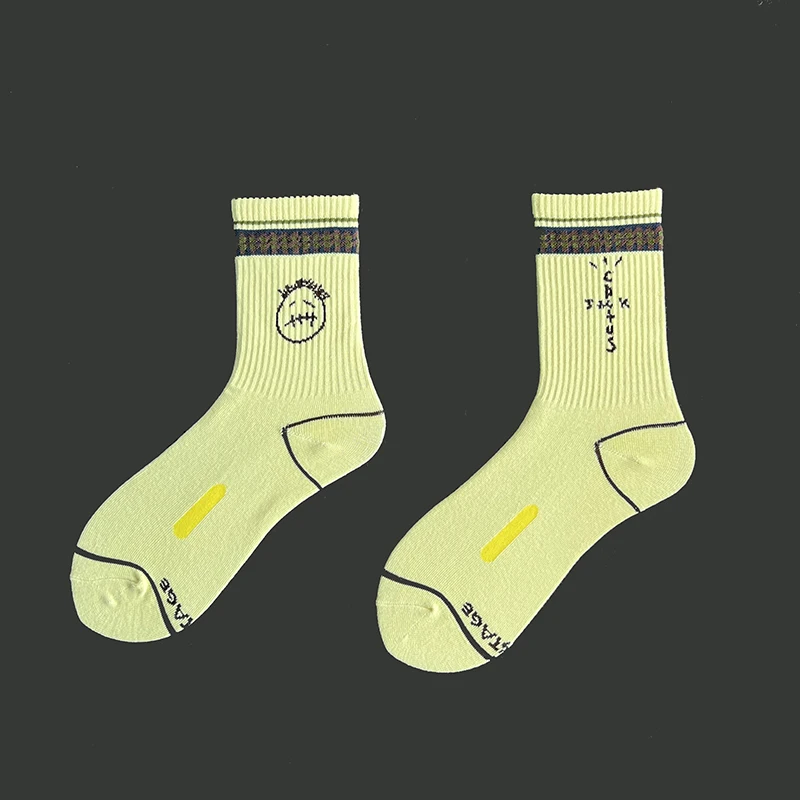 Herrensocken 3 Paar/Box Cactus Jack Socken Baumwolle Sport Hip Hop Basketball Skateboard Braun/Gelb Sockken Großhandel Herren Geschenk – Detail 8