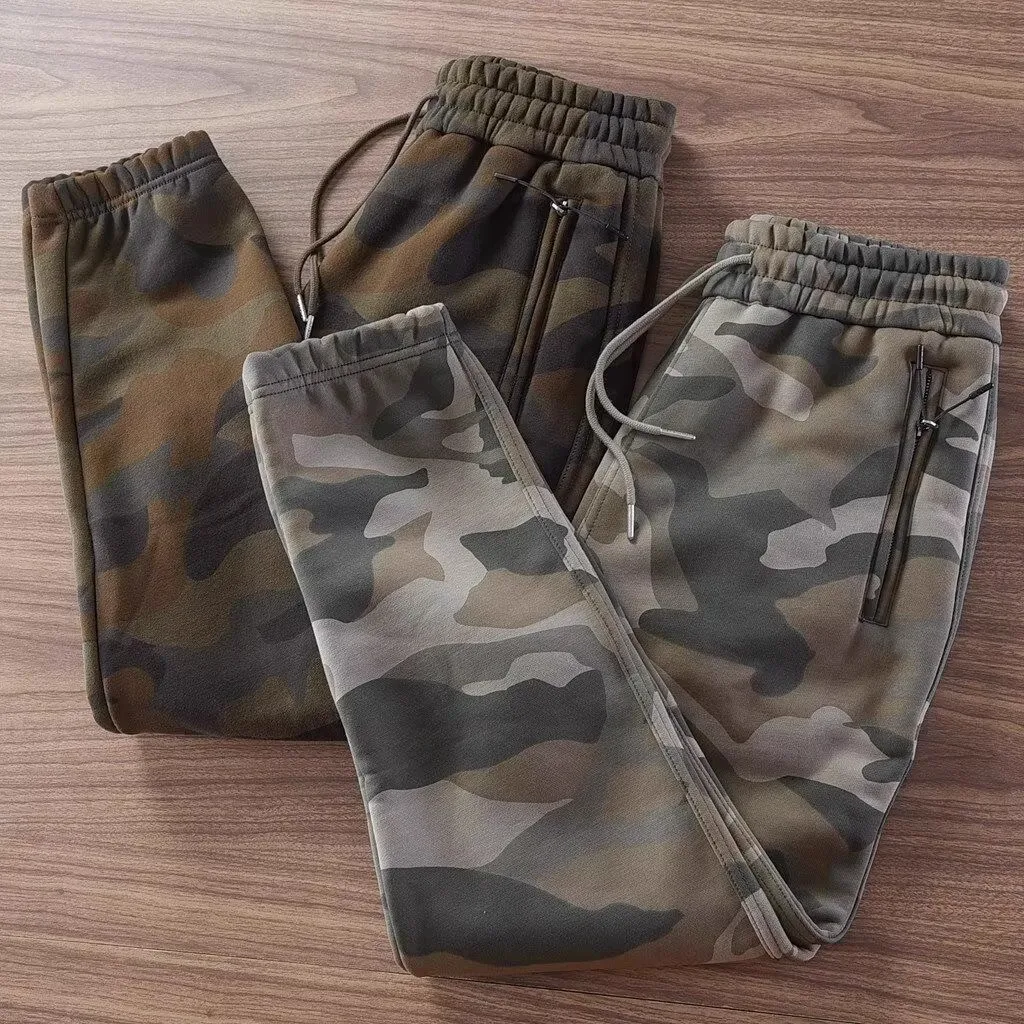 

Winter Thiened Cotton Work Pants Loose Fit Casual Camouflage Trousers for Men Comfortable Elastic Waist Bandage Pants