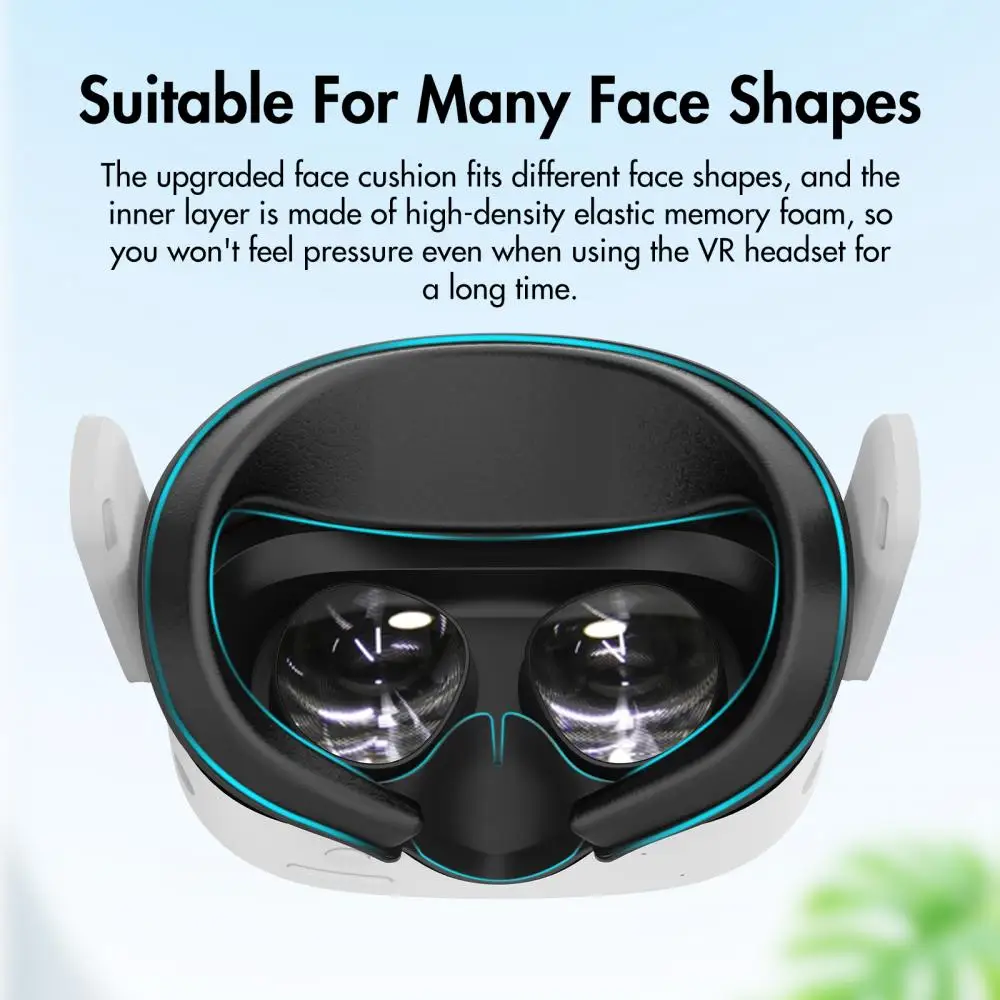 قناع الوجه لـ Meta Quest 3S سماعة استبدال مكافحة الضوء Sweatproof دوران الهواء غطاء الوجه لملحقات Quest 3S VR