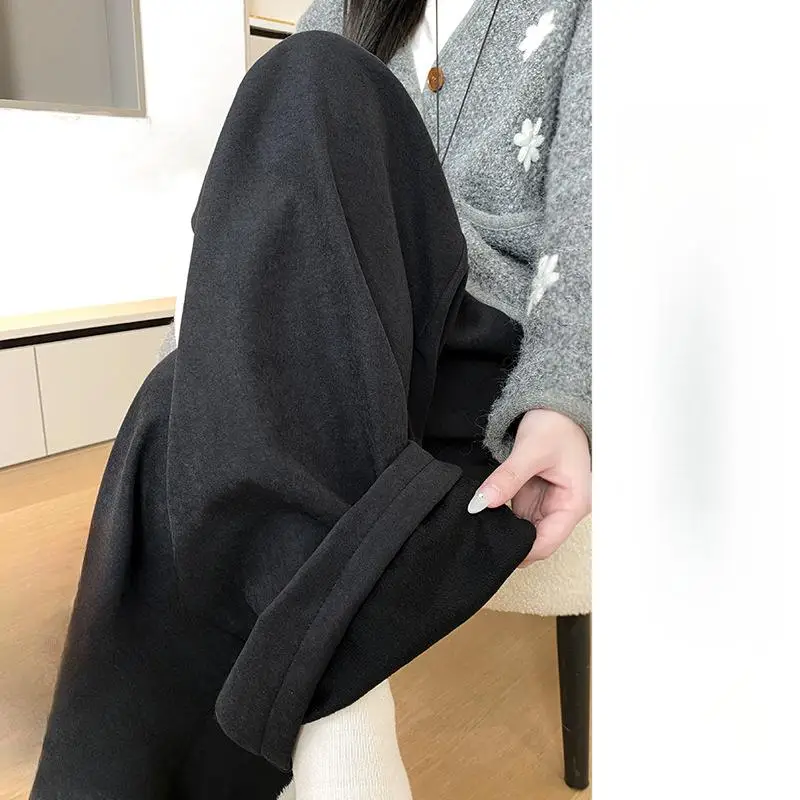 Costume pantalon à jambes larges pour femme, Double couche, Baggy, gothique, Punk, haute rue, thermique, doublure en peluche, polaire rembourrée, hiver