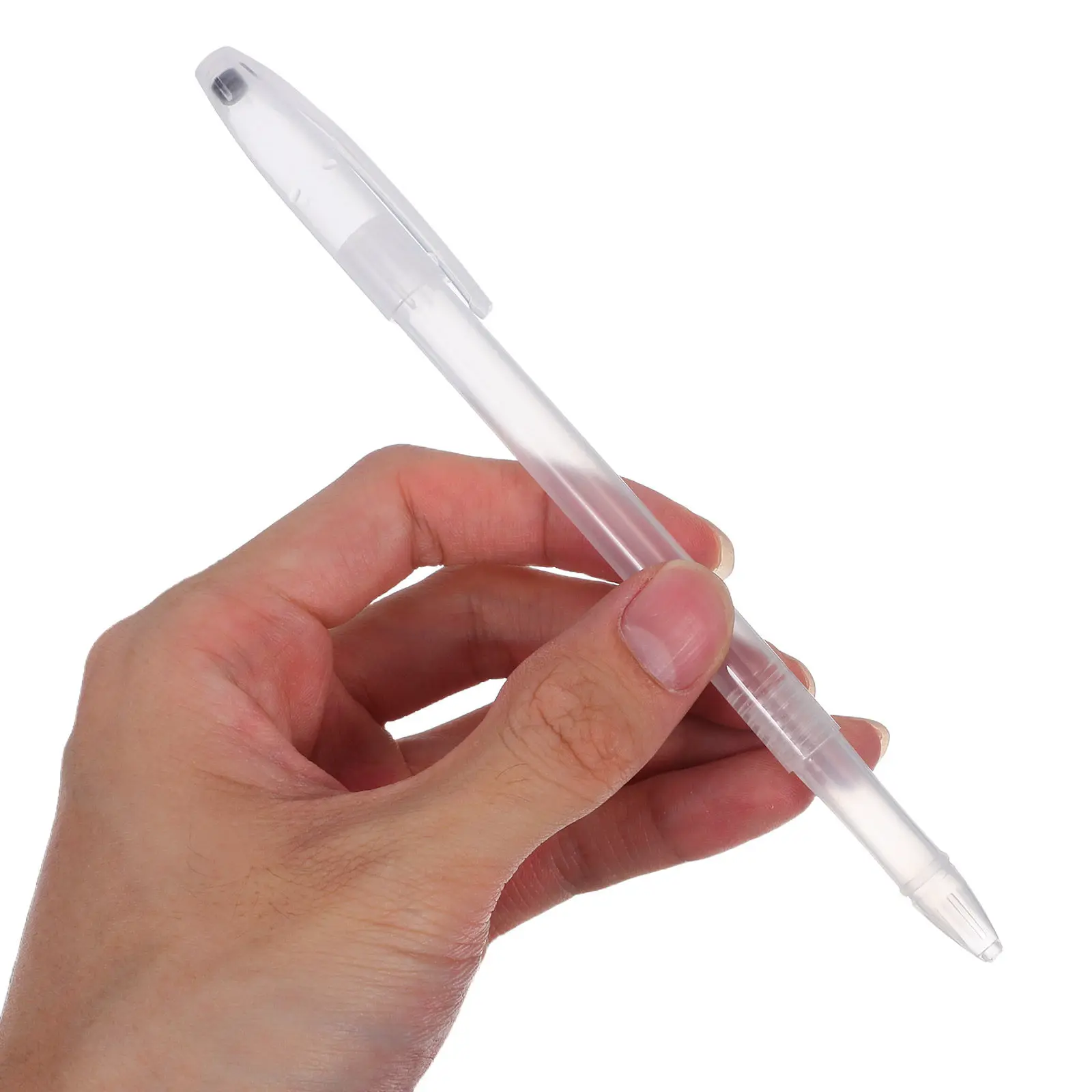

100Pcs Universal Empty Pen Cases Clear Plastic Pen Holders Ergonomic for Students Teachers Office Workers School
