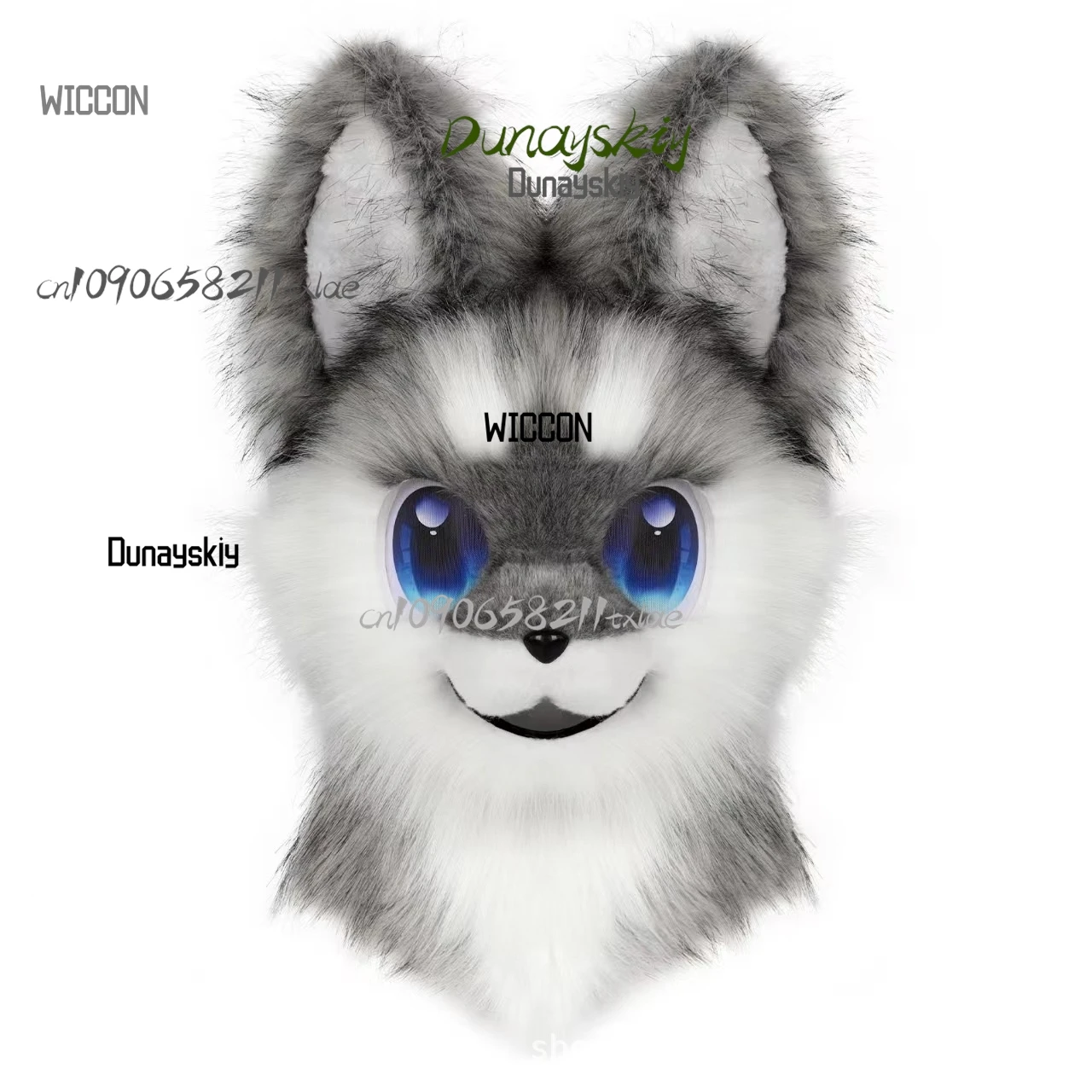 فروي رئيس واحد سامويد رئيس Fursuit النمط الياباني kawaii جودة عالية جيراي كي أزياء تنكرية رائعة اكسسوارات الهالوين