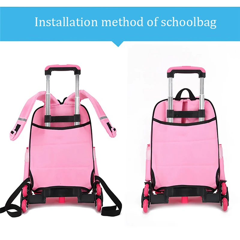 6 Wheels Expandable Aluminum Alloy Pull Rod Portable Cart Kid Trolley For Backpack School Bag Children Luggage Bag Roll Cart - Image 4