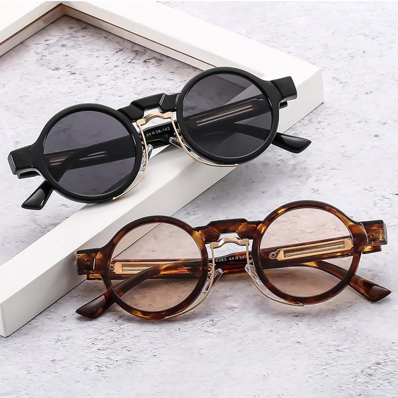 SO&EI New Small Round Sunglasses Retro Punk Gradient Shades UV400 Women Men Fashion Sun Glasses